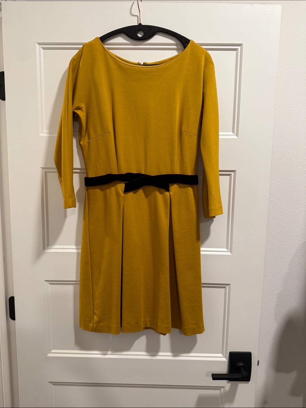 Anthropologie Mustard Yellow Mini Dress with Black Belt